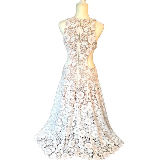 Bronx & Banco Daisy Midi Dress White Tan Size 10 NWT - Picture 6 of 16